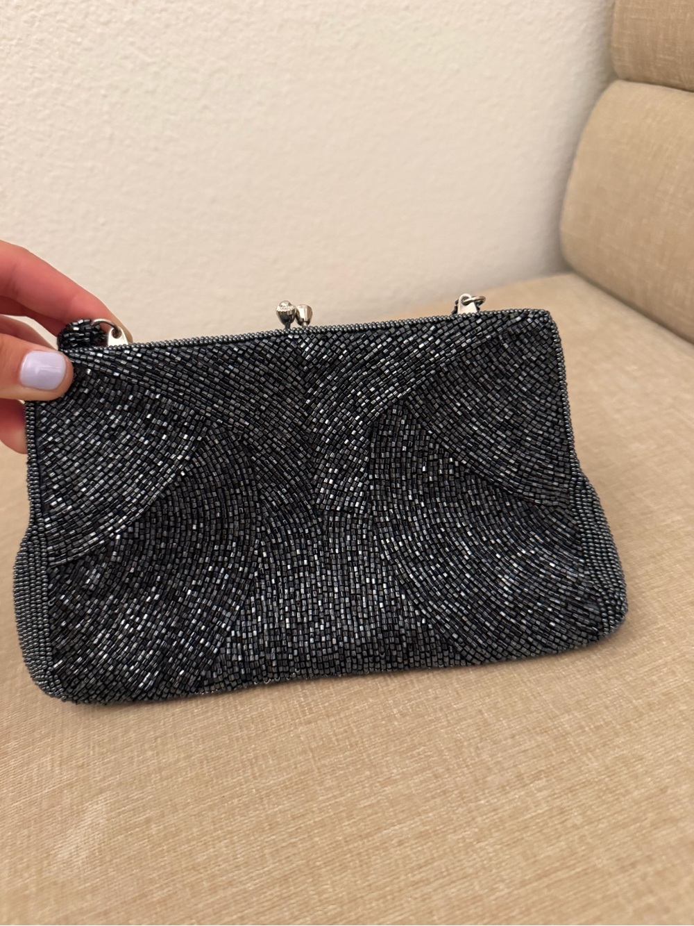 Vintage Walborg Richere Beaded Black Evening Clutch Purse - Picture 2 of 8